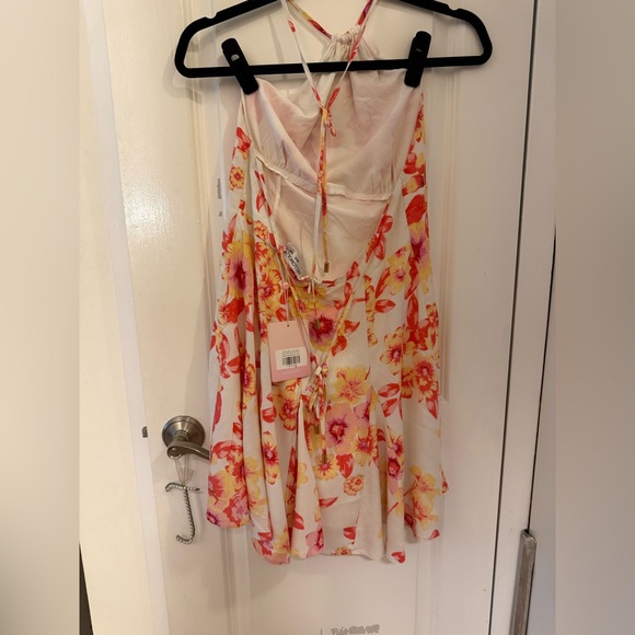 NWT Hello Molly Springtime Flings Halter Mini Dress in Pink and Yellow - Size L - Picture 3 of 6